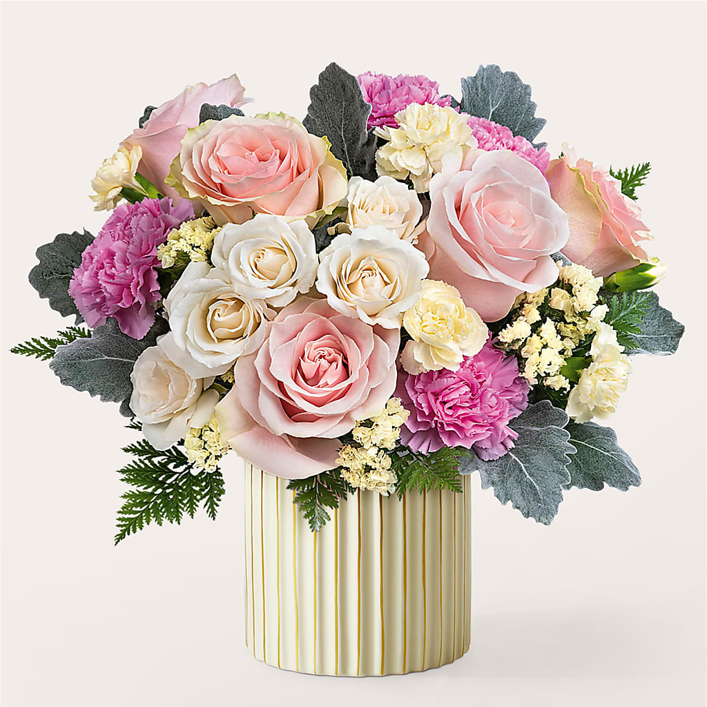 Blissful Moments Bouquet with Ivory Vase – TAYLOR'S MERCANTILE, Sewanee TN