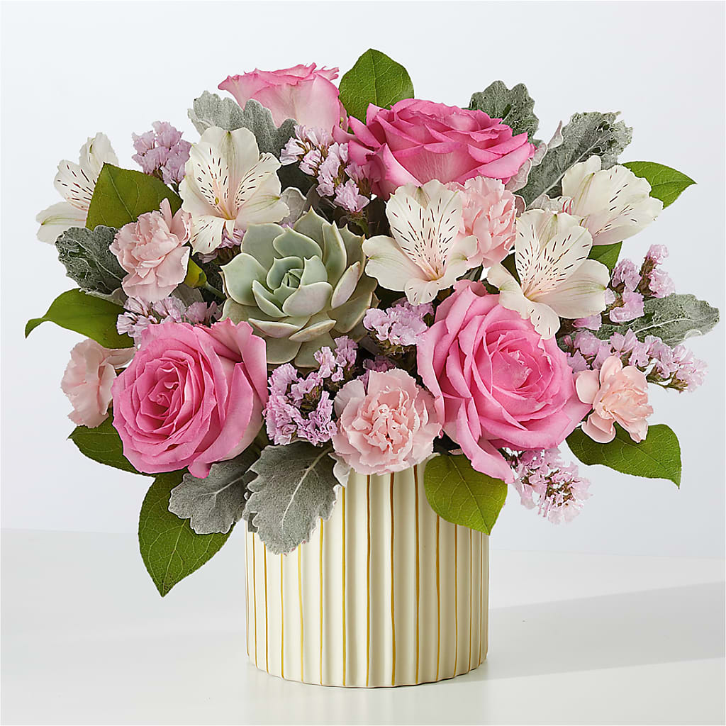 Dusty Rose Bouquet with Ivory Vase – TAYLOR'S MERCANTILE, Sewanee TN