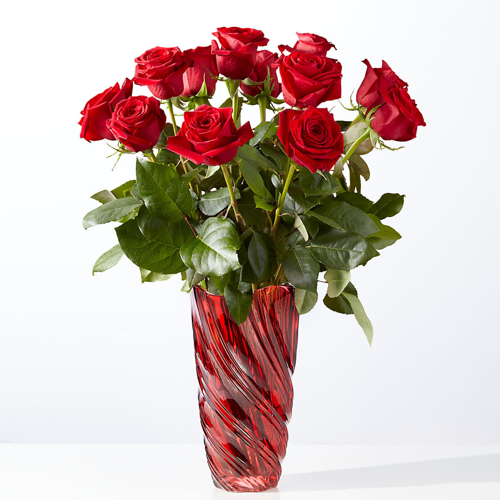 Classic Love Red Rose Bouquet with Luxe Swirl Vase – TAYLOR'S MERCANTILE, Sewanee TN