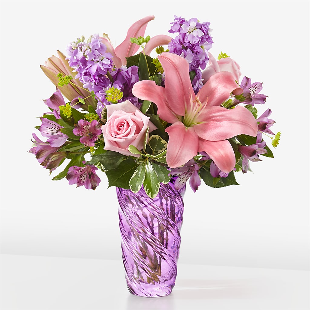 Precious Petals Bouquet with Luxe Swirl Vase – TAYLOR'S MERCANTILE, Sewanee TN
