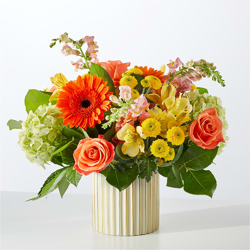 Autumn Sunshine Bouquet with Ivory Vase – TAYLOR'S MERCANTILE, Sewanee TN