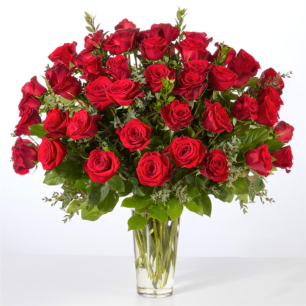 Forever Yours Fifty Stem Red Rose Bouquet – TAYLOR'S MERCANTILE, Sewanee TN